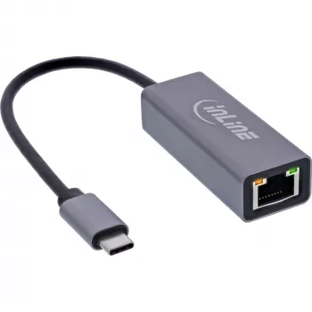 InLine 33380Q RJ-45 adapteris USB Type-C kištukas 1 Gbit/s pilkas