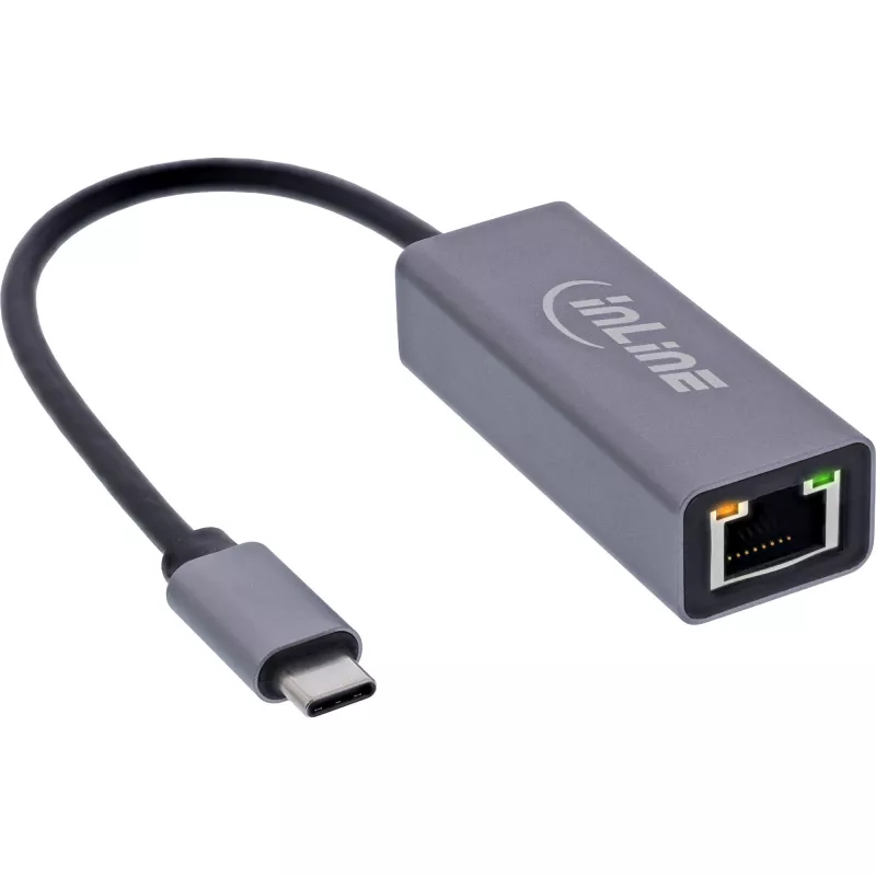 InLine 33380Q RJ-45 adapteris USB Type-C kištukas 1 Gbit/s pilkas
