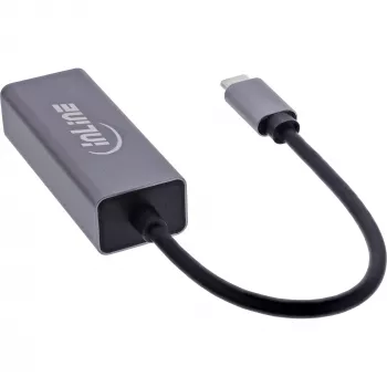 InLine 33380Q RJ-45 adapteris USB Type-C kištukas 1 Gbit/s pilkas