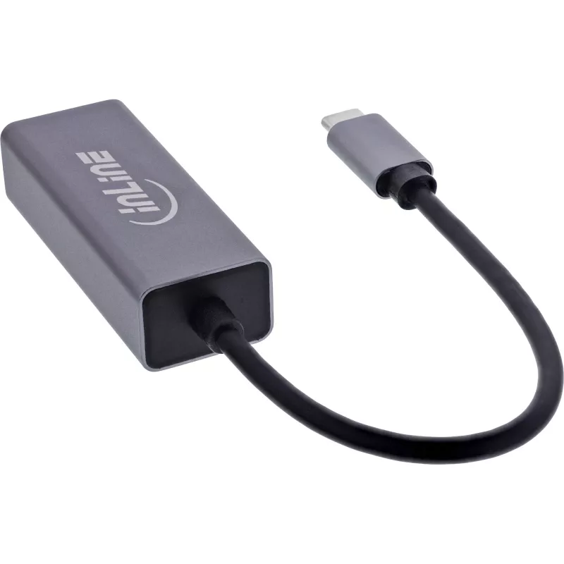 InLine 33380Q RJ-45 adapteris USB Type-C kištukas 1 Gbit/s pilkas