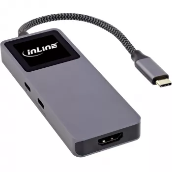 USB-C sąsajų šakotuvas InLine 35392D USB 3.2 Gen 2 Type-C pagrindinis prie HDMI, USB-A, USB-C 10000 Mbit/s pilka