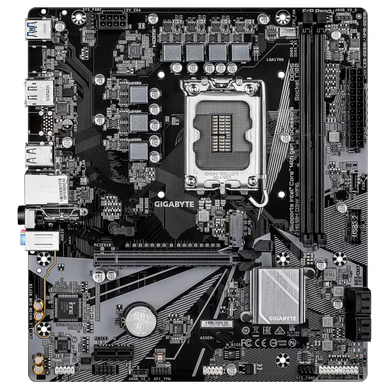 GIGABYTE H610M D3W WIFI6 pagrindinė plokštė – palaiko 14-os kartos Intel Core procesorius, 5+1+1 fazių VRM, iki 5600MHz DDR4, 1xPCIe 3.0 M.2, Wi-Fi 6, 1GbE LAN, USB 3.2 Gen 1