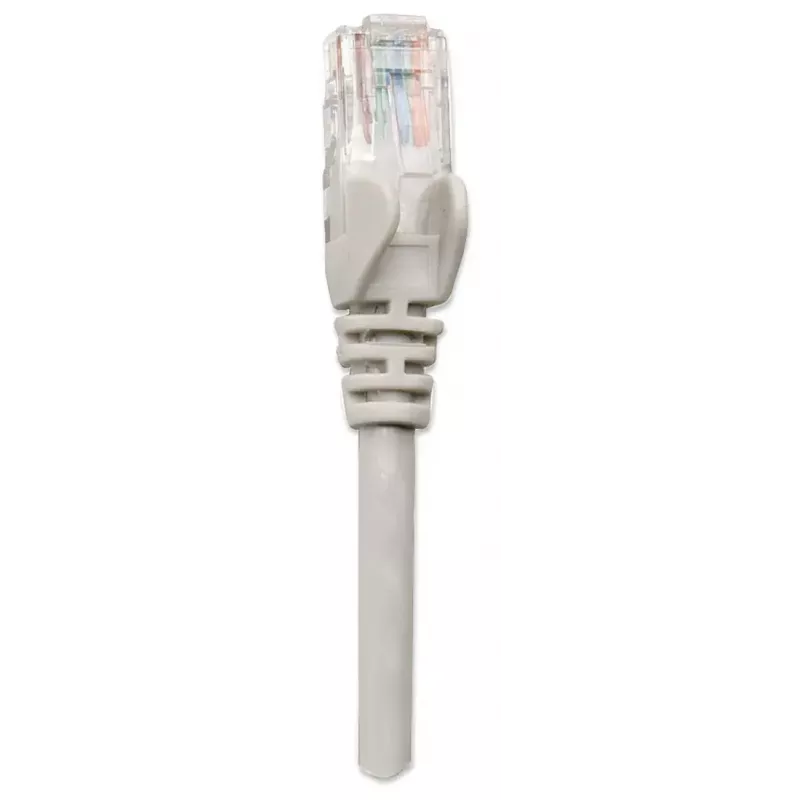 Intellinet tinklo kabelis, Cat6, 3 m, pilkas, CCA, U/UTP, PVC, RJ45, auksuoti kontaktai, nesikabinantis, su apsaugine mova, garantija visam laikui