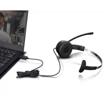 Lenovo 100 Mono Headset Laidinės ausinės su galvos juostele Biurui / skambučių centrui USB Type-A Juoda