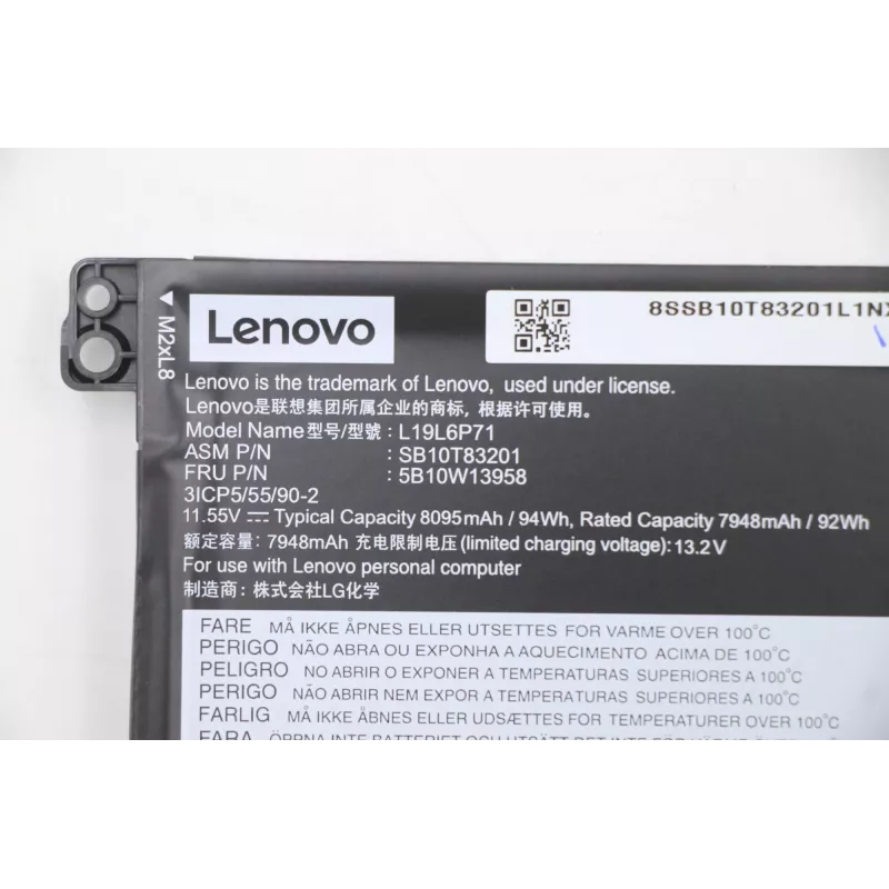 Vidinė Ličio jonų nešiojamojo kompiuterio baterija Lenovo 93,5 Wh 5B10W13958