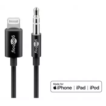 Garso ryšio kabelis Goobay Apple Lightning 3.5 mm 1 m Juoda