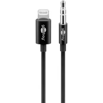 Garso ryšio kabelis Goobay Apple Lightning 3.5 mm 1 m Juoda