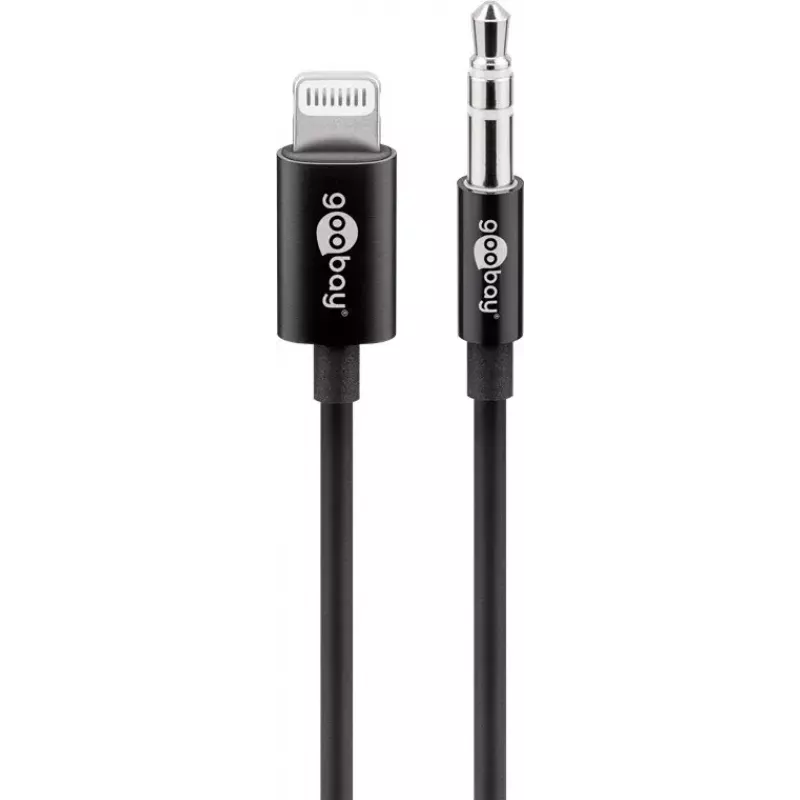Garso ryšio kabelis Goobay Apple Lightning 3.5 mm 1 m Juoda