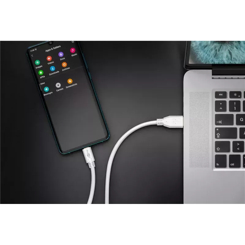 USB kabelis Goobay 67188 USB 3.2 Gen 1 1m USB C USB A Baltas