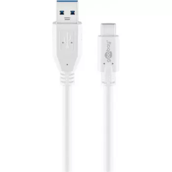 USB kabelis Goobay 67188 USB 3.2 Gen 1 1m USB C USB A Baltas