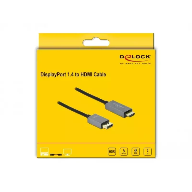 Aktyvus DisplayPort 1.4 į HDMI laidas DeLOCK 85930 3m