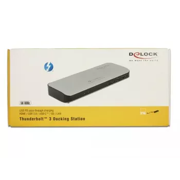 Laptop Dock DeLOCK 87725 Wired Thunderbolt 3 Juoda Sidabrinė