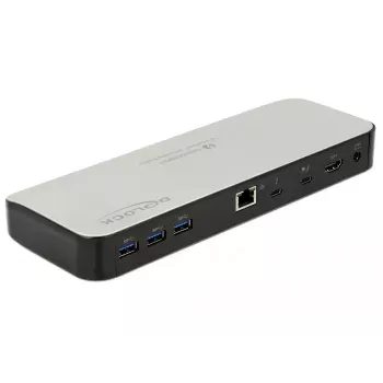 Laptop Dock DeLOCK 87725 Wired Thunderbolt 3 Juoda Sidabrinė