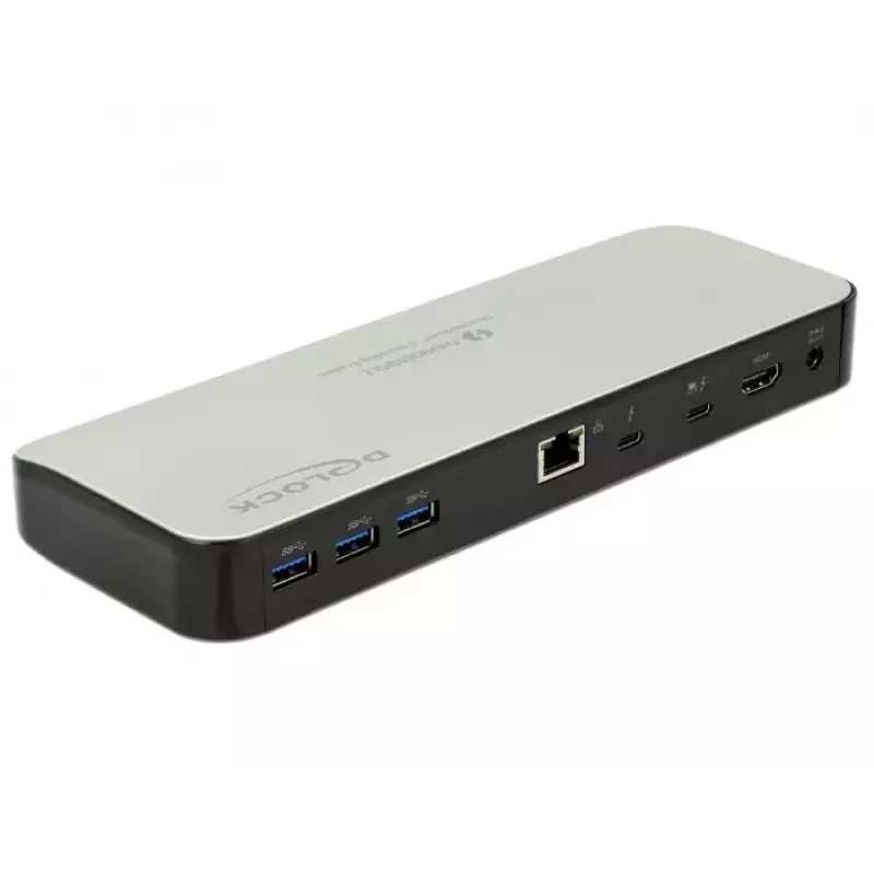 Laptop Dock DeLOCK 87725 Wired Thunderbolt 3 Juoda Sidabrinė
