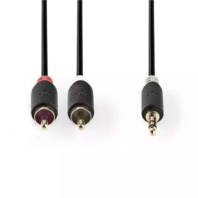 Garso kabelis Nedis CABW22200AT10 1m 3,5 mm 2xRCA Antracitas