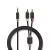 Garso kabelis Nedis CABW22200AT10 1m 3,5 mm 2xRCA Antracitas