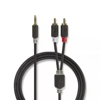 Garso kabelis Nedis CABW22200AT10 1m 3,5 mm 2xRCA Antracitas