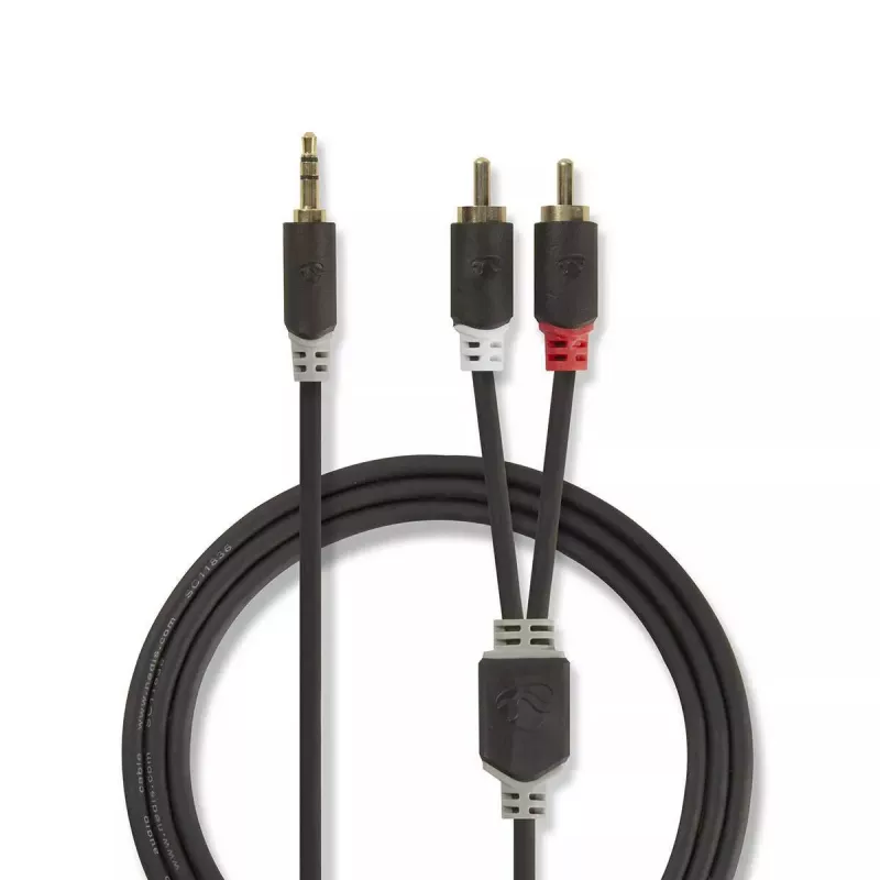 Garso kabelis Nedis CABW22200AT10 1m 3,5 mm 2xRCA Antracitas