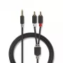Garso kabelis Nedis CABW22200AT10 1m 3,5 mm 2xRCA Antracitas