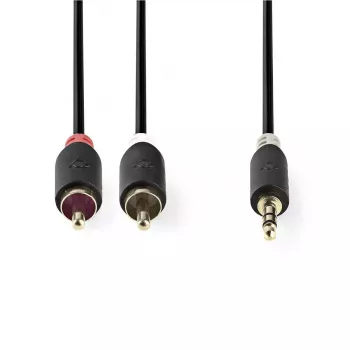 Garso kabelis Nedis CABW22200AT20 2m 3,5 mm 2 x RCA antracito
