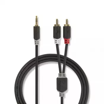 Garso kabelis Nedis CABW22200AT20 2m 3,5 mm 2 x RCA antracito