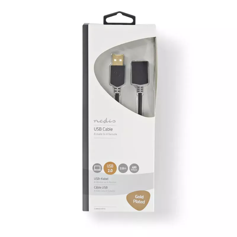 USB laidas Nedis CCBW60010AT20 2 m USB 2.0 USB A antracitinis