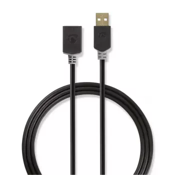 USB laidas Nedis CCBW60010AT20 2 m USB 2.0 USB A antracitinis