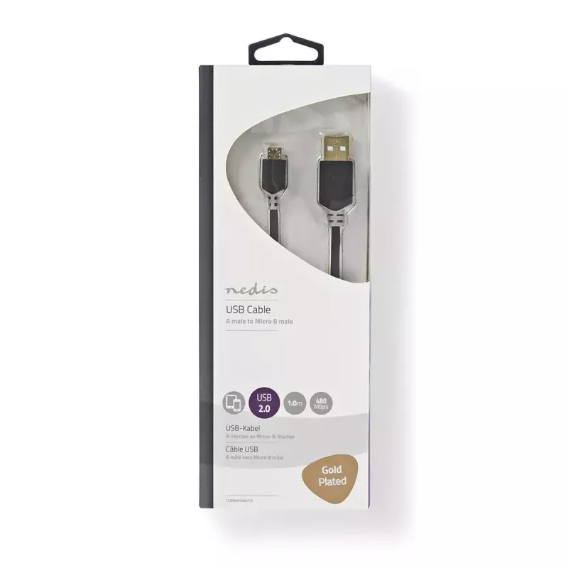 USB laidas Nedis CCBW60500AT20 2m USB 2.0 A Micro-USB B juodas