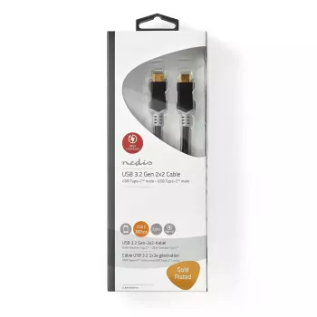 USB laidas Nedis CCBW64020AT20 USB4 Gen 2x2 2 m USB C juoda sidabrinė