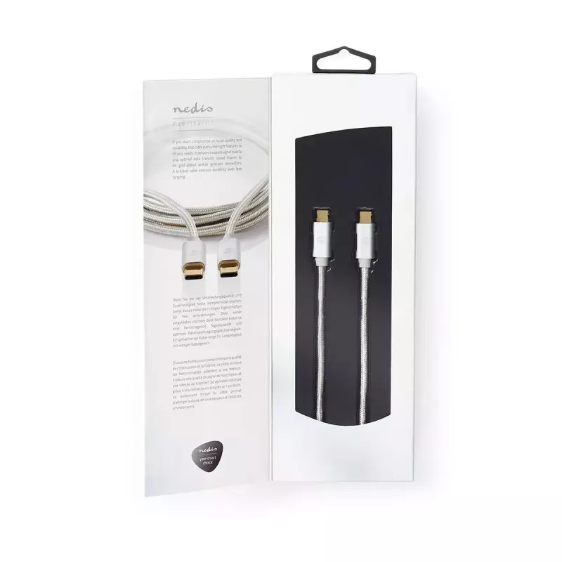 USB kabelis Nedis CCTB60700AL20 2m USB C aliuminio USB 2.0