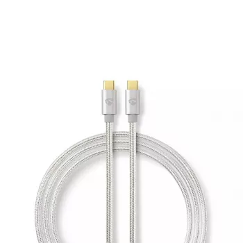 USB kabelis Nedis CCTB60700AL20 2m USB C aliuminio USB 2.0
