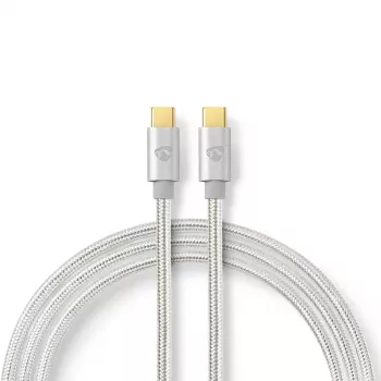 USB laidas Nedis CCTB60800AL10 USB 2.0 1 m USB C sidabrinis