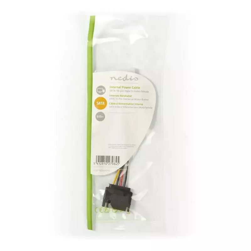 Nedis CCGP73520VA015 vidinis maitinimo laidas 0,15 m 2 x SATA 15 kontaktų Molex 4 kontaktų