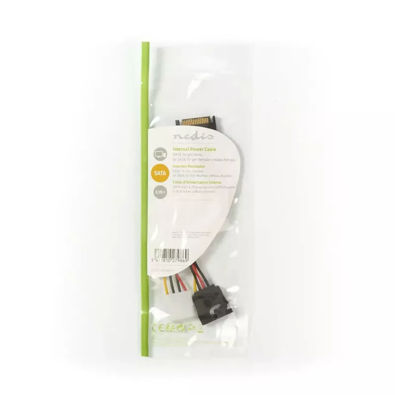 Nedis CCGP73555VA015 vidinis maitinimo laidas 0,15 m SATA 15 kontaktų Molex