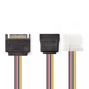 Nedis CCGP73555VA015 vidinis maitinimo laidas 0,15 m SATA 15 kontaktų Molex