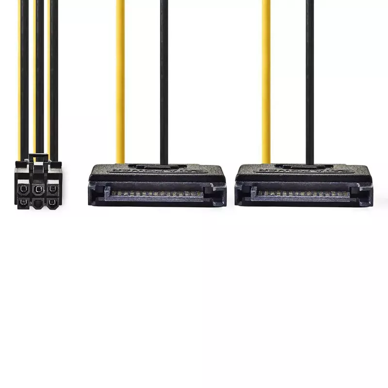 Vidinis maitinimo laidas Nedis CCGP74205VA015 0,15 m 2 x SATA 15 kontaktų PCI-E 6 kontaktų