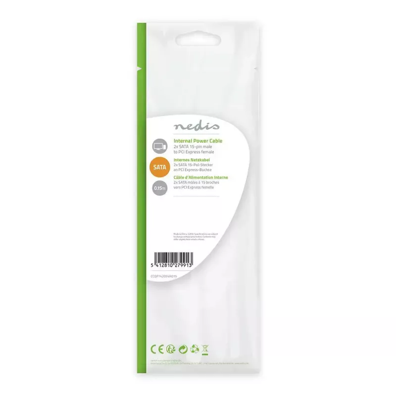 Vidinis maitinimo laidas Nedis CCGP74205VA015 0,15 m 2 x SATA 15 kontaktų PCI-E 6 kontaktų