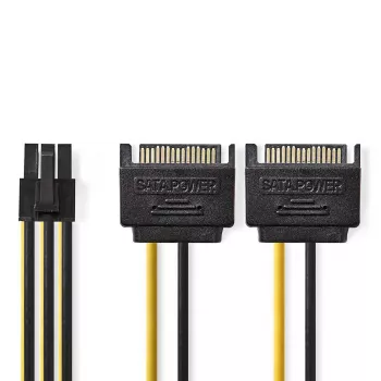 Vidinis maitinimo laidas Nedis CCGP74205VA015 0,15 m 2 x SATA 15 kontaktų PCI-E 6 kontaktų