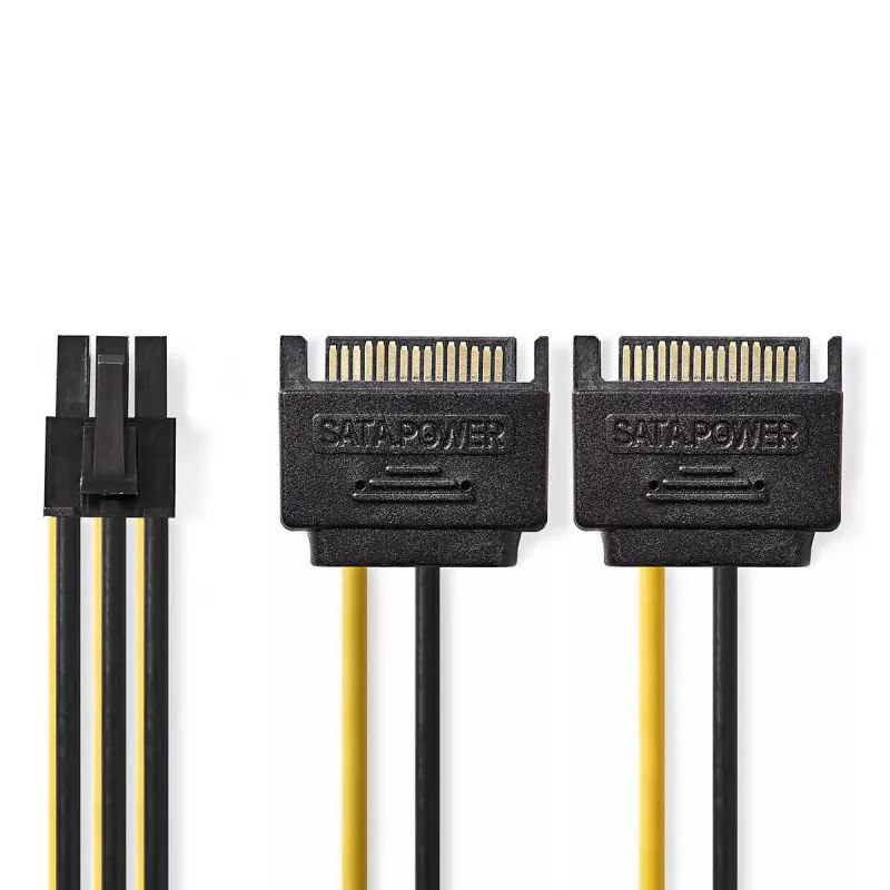 Vidinis maitinimo laidas Nedis CCGP74205VA015 0,15 m 2 x SATA 15 kontaktų PCI-E 6 kontaktų