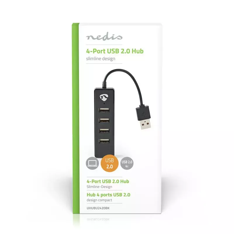 USB šakotuvas Nedis UHUBU2420BK USB 2.0 480 Mbit/s juodas
