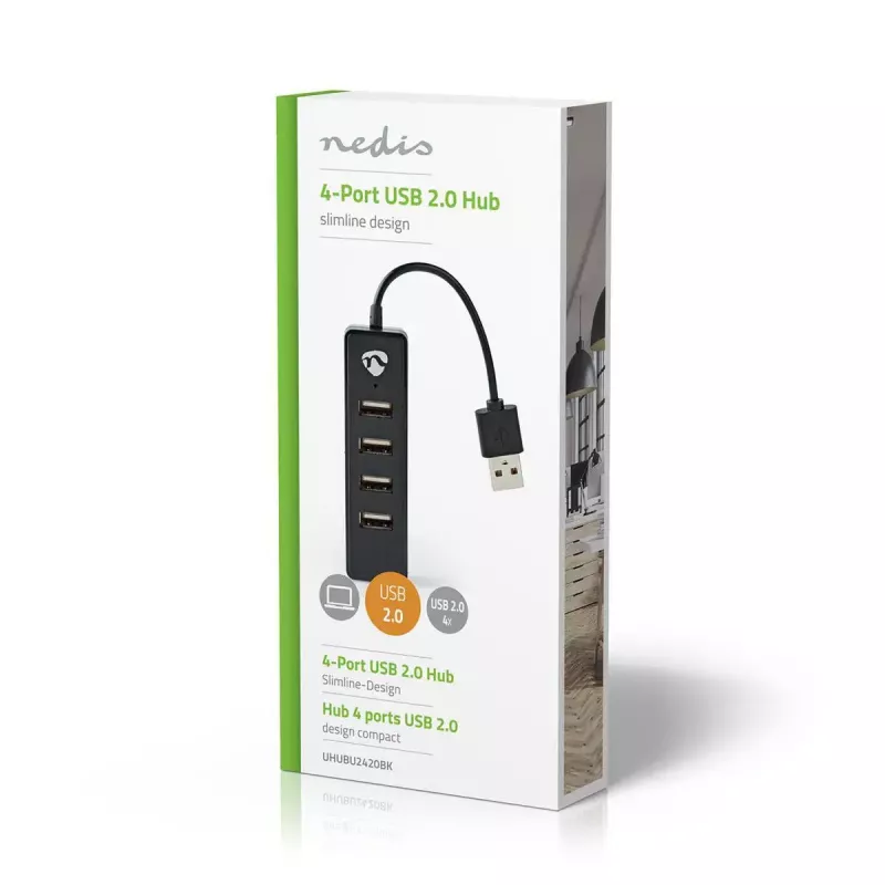 USB šakotuvas Nedis UHUBU2420BK USB 2.0 480 Mbit/s juodas