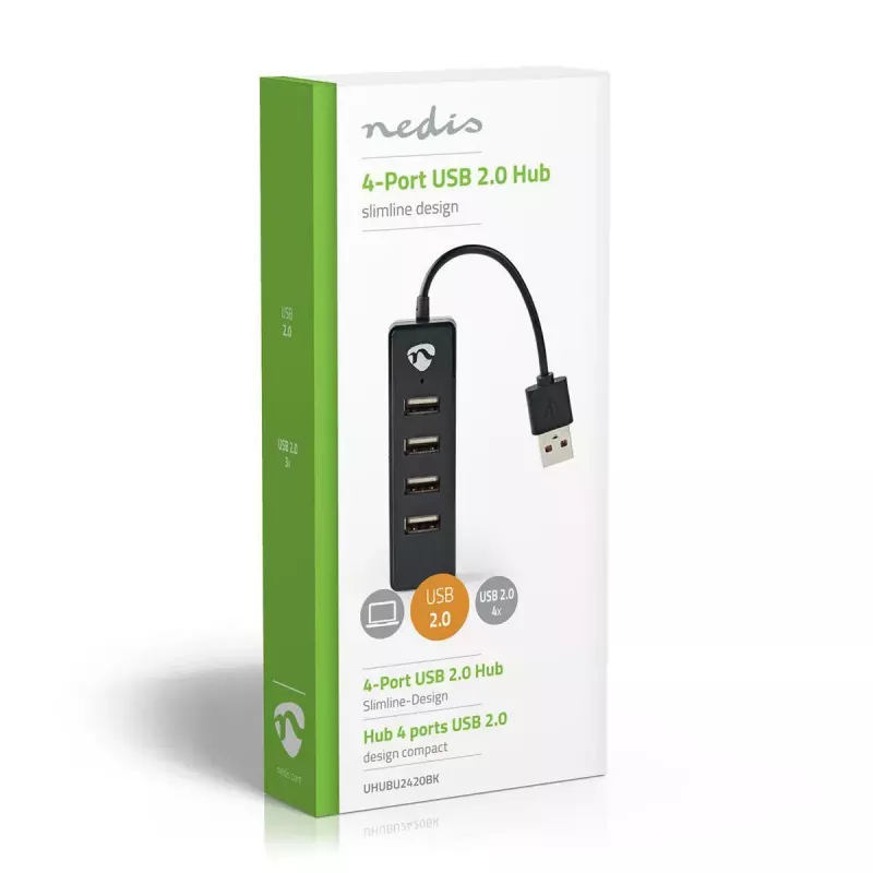 USB šakotuvas Nedis UHUBU2420BK USB 2.0 480 Mbit/s juodas
