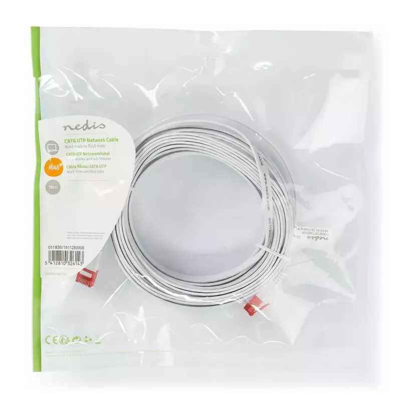 Nedis CCGP85216WT100 tinklo kabelis baltas 10 m Cat6 U/UTP
