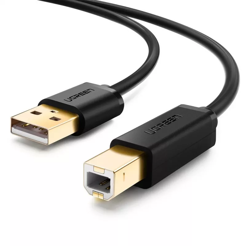 USB 2.0 laidas UGREEN 10350 — USB A į USB B, 1,5 m, paauksuoti kontaktai, juodas