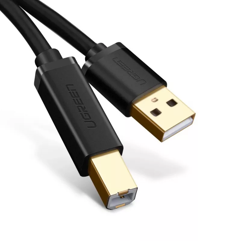 USB 2.0 laidas UGREEN 10350 — USB A į USB B, 1,5 m, paauksuoti kontaktai, juodas