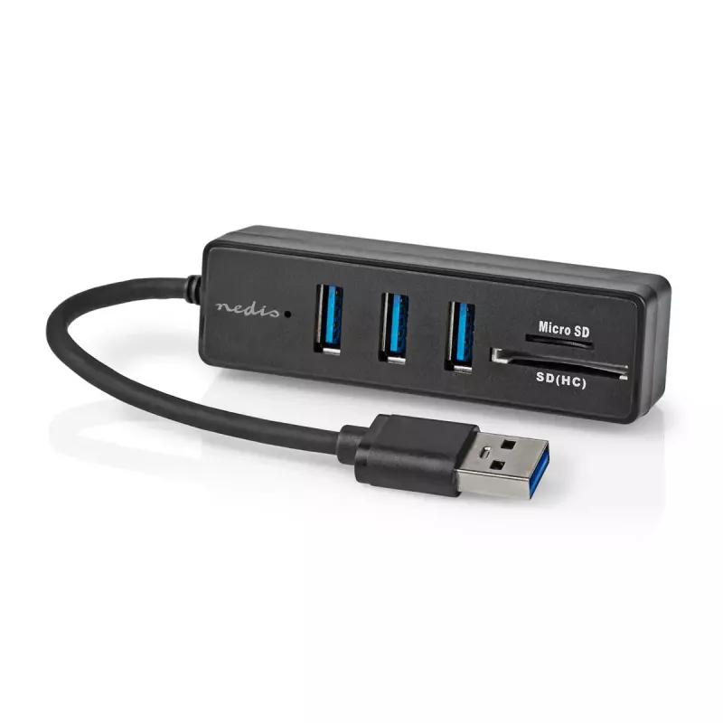 USB šakotuvas Nedis CCGB61250BK01 USB 3.2 Gen 1 Type-A 5000 Mbit/s juodas
