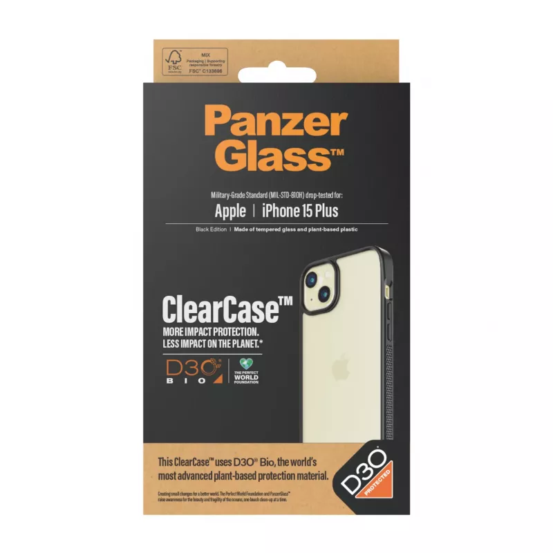 PanzerGlass ® ClearCase permatomas & D3O® iPhone 15 Plus