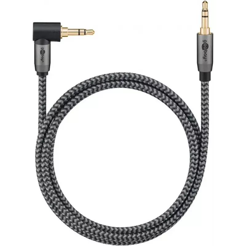 Garso kabelis Goobay (WENTRONIC) 3,5 mm TRS–3,5 mm TRS, 1 m, AWG28, paauksuotas, magnetiškai ekranuotas, juoda/sidabrinė