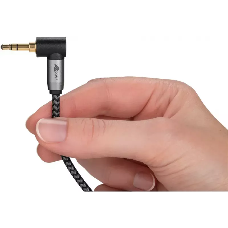 Garsinis kabelis Goobay / WENTRONIC 3.5 mm TRS–3.5 mm TRS, 5 m, varis, auksuoti kontaktai, magnetinis ekranavimas