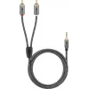 Garso kabelis WENTRONIC Goobay 65289 — 3 m, 3,5 mm kištukas į 2×RCA kištuką, varis, paauksuoti kontaktai
